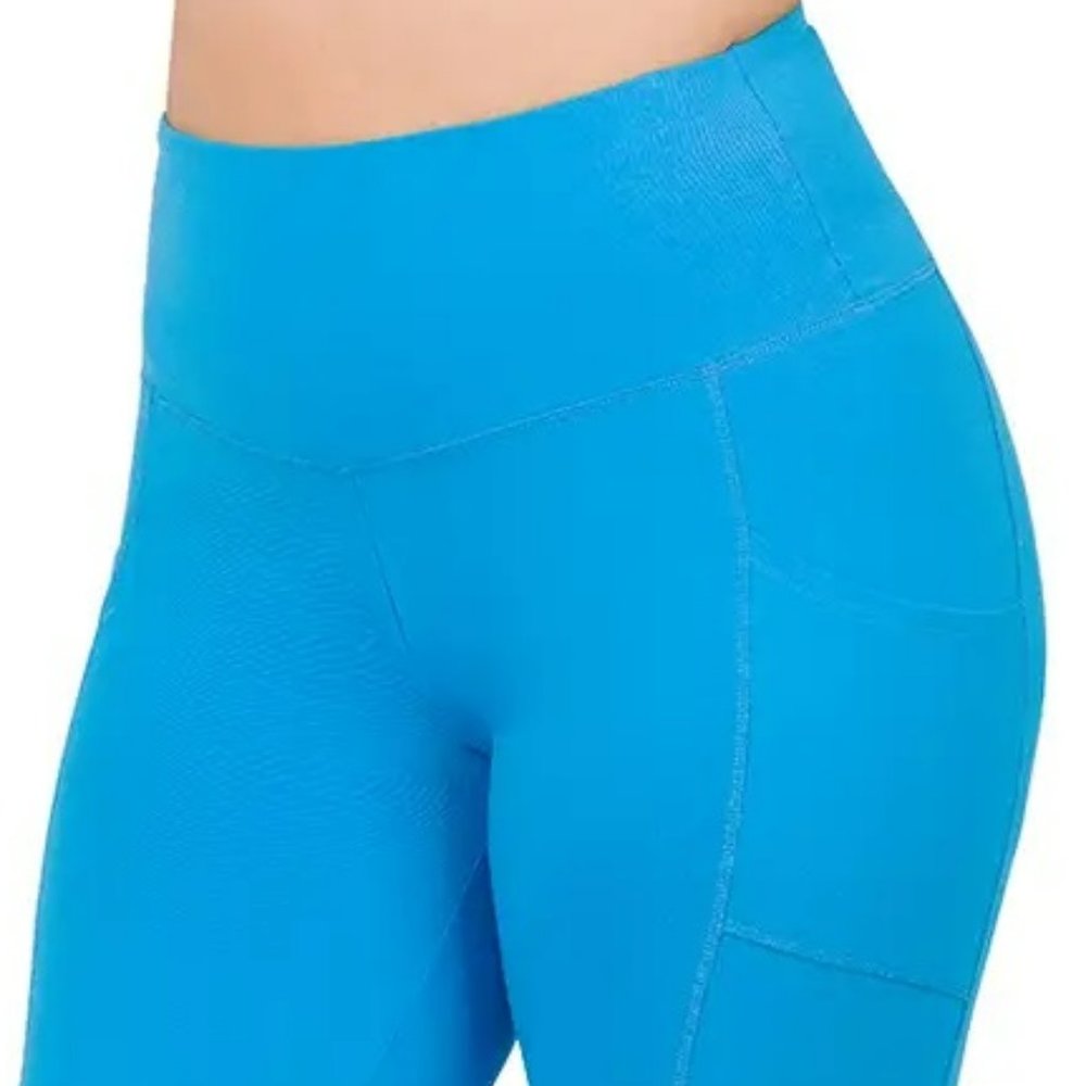 1X-Large W/O Pockets DEEPSKY Plus Size Premium Cotton Waistband Leggings - Picture 4 of 6